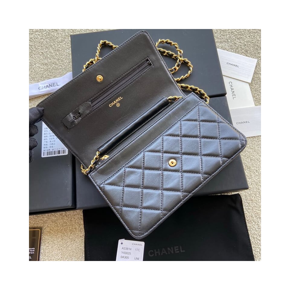 Chanel Lamb Wallet On Chain Woc Black 19cm view 11