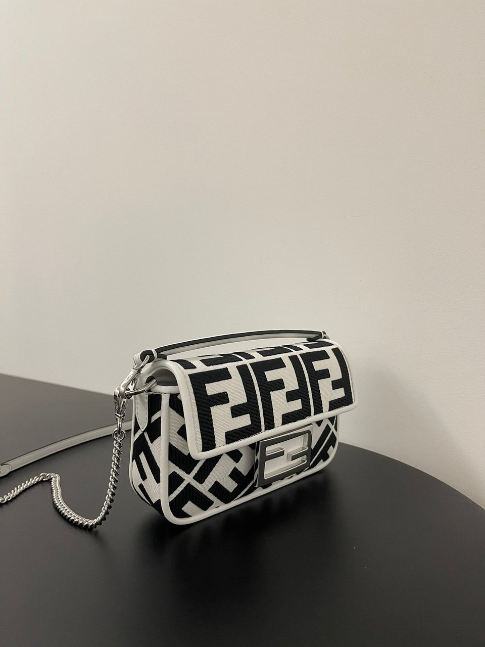 Fendi Baguette By Marc Jacobs In Black And White 19cm/ 7.5in view 3