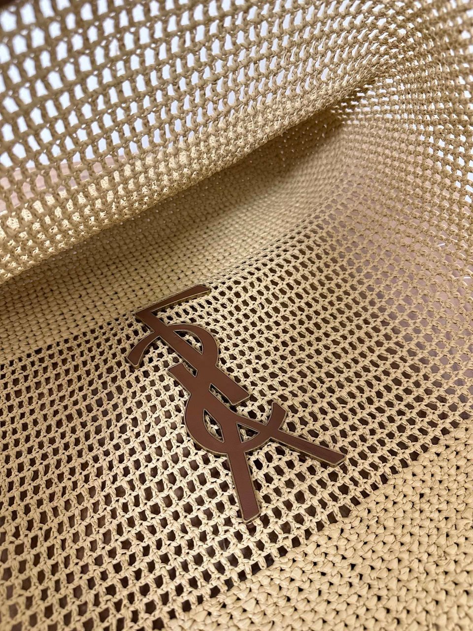 YSL Saint Laurent Icare Raffia Shopping Tote Bag – Natural Beige 43cm/ 16.9in view 11