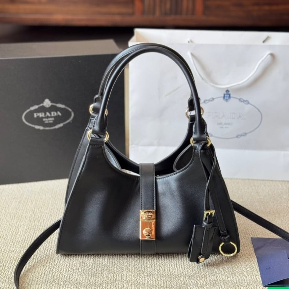 Prada Medium Leather Tote Bag Black 32Cm view 3