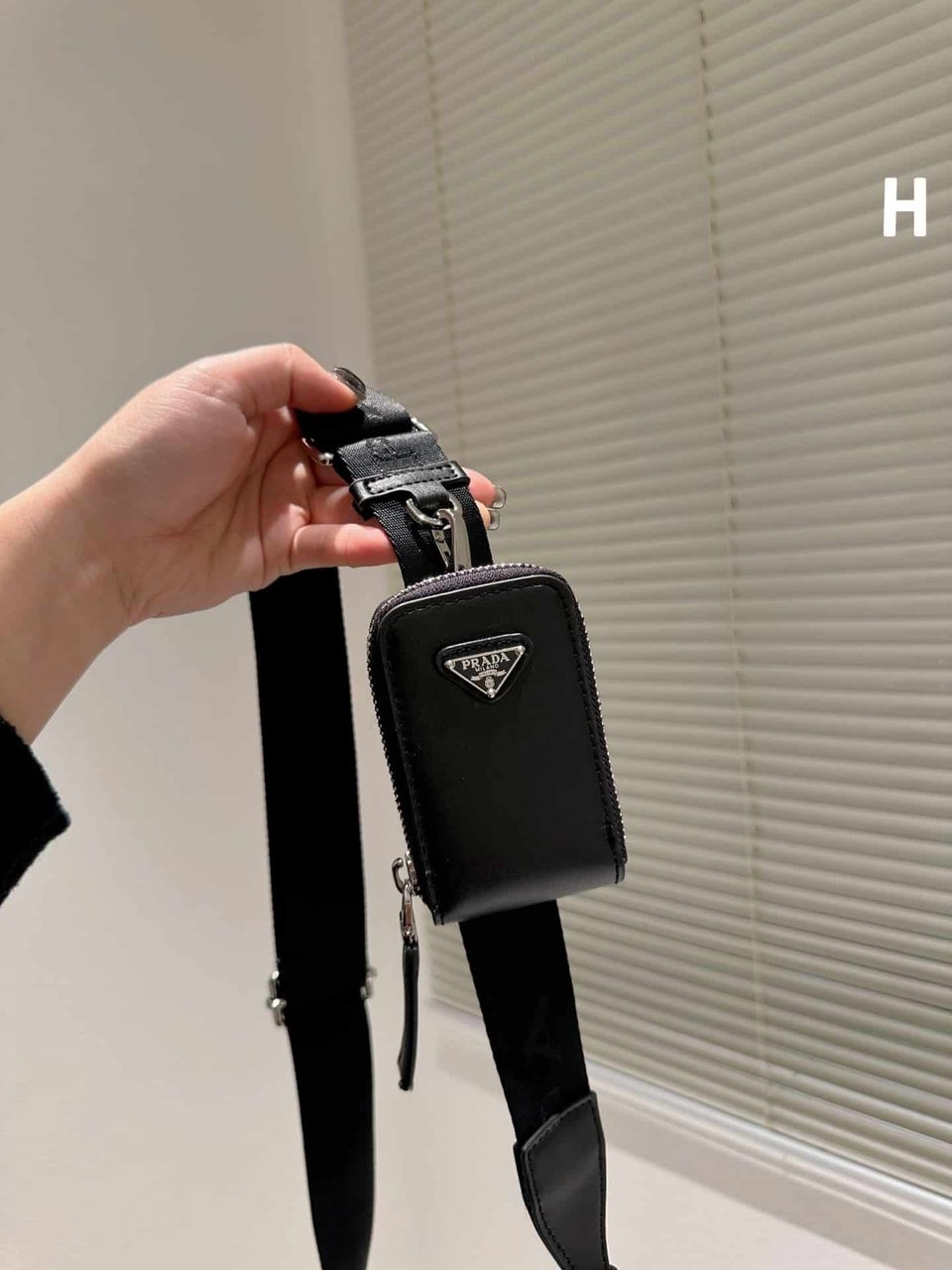 Prada Triangle Leather Mini Bag Black 27Cm view 9