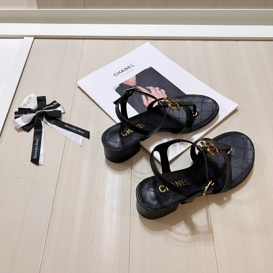 Chanel Sandal Open Round Toe Flip Flops Black view 5