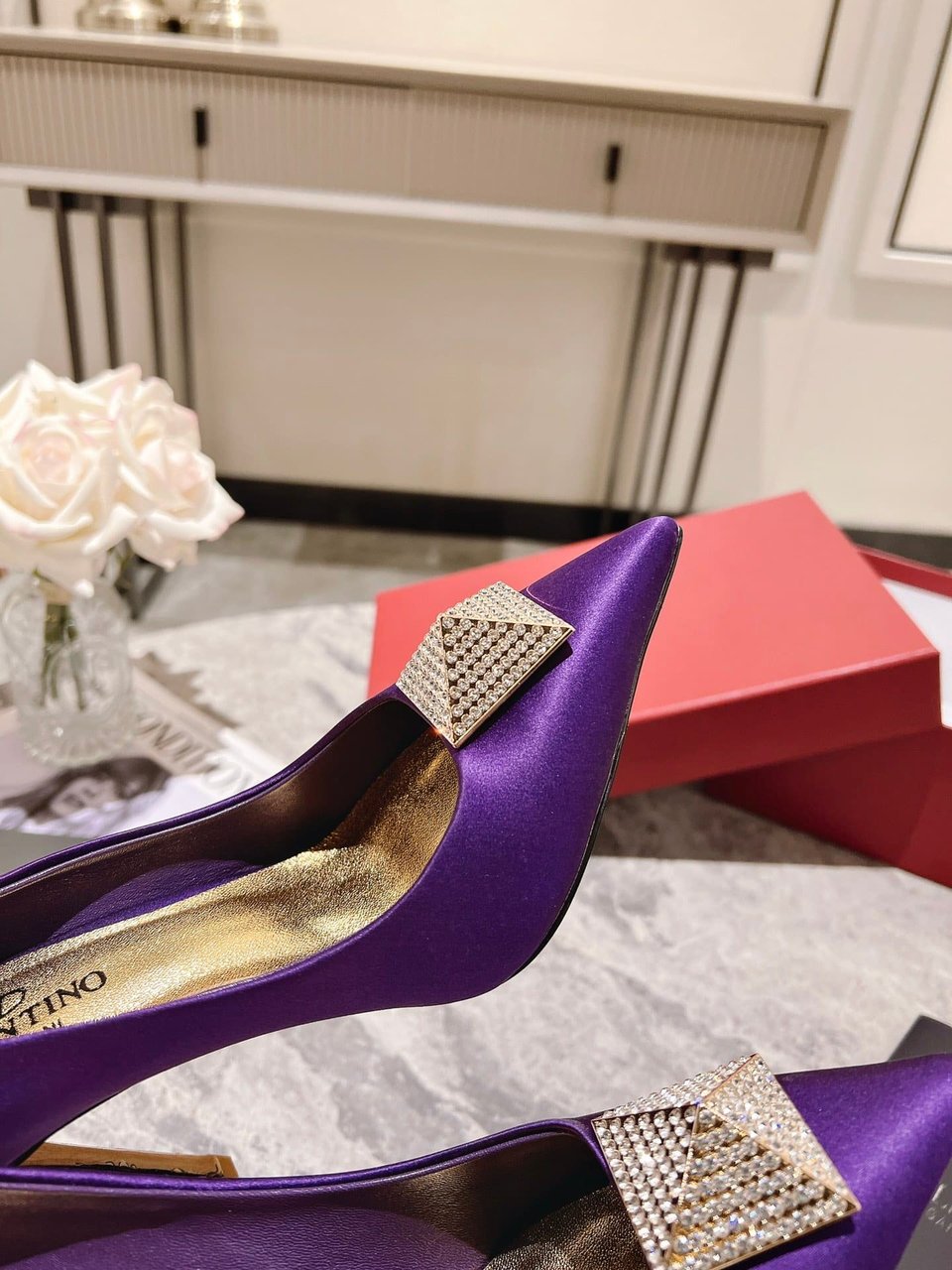 Valentino Garavani One Stud Pump With Crystals Purple 2W2S0Fh8Ulm 73E view 4