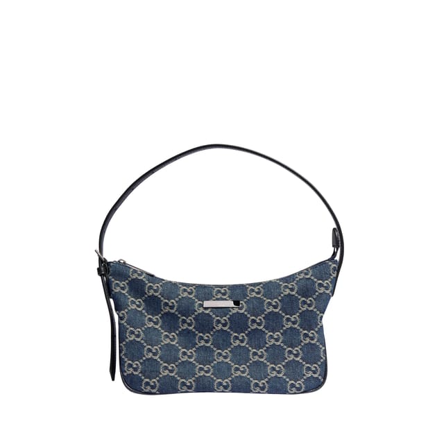 Gucci Lady Lunetta Small Shoulder Bag Dark Blue GG Denim 874743 22cm/8.7in