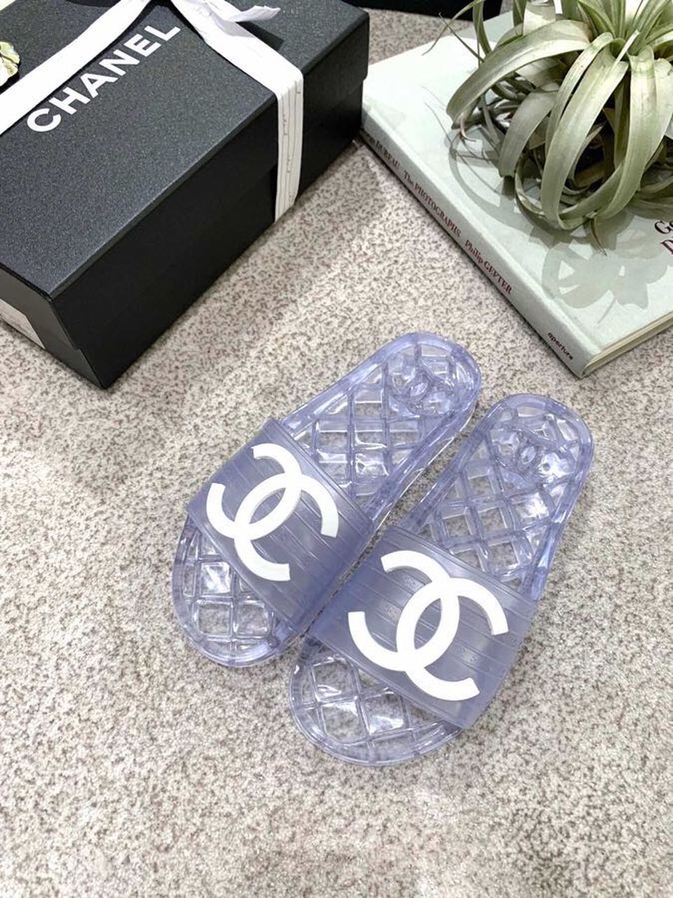 Chanel Cc Glossy Transparent Slippers view 4