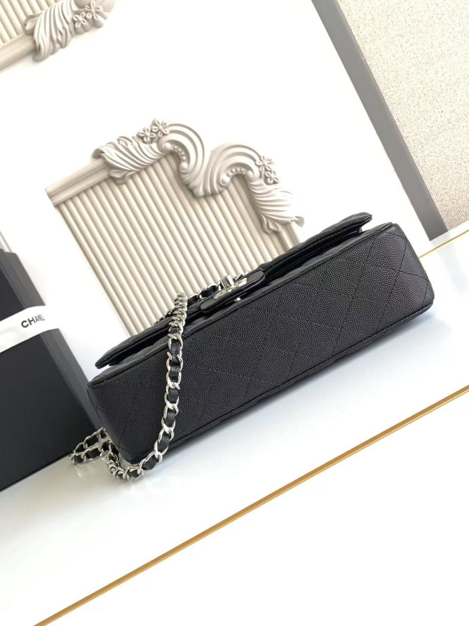 Chanel Classic Flap Bag 25 cm Black – Silver Tone Hardware A01112 view 10