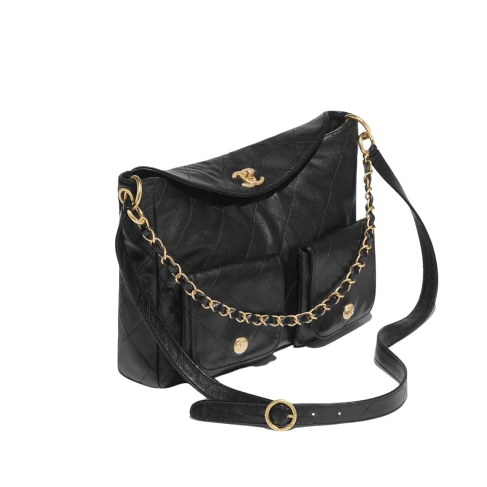 Chanel Hobo Bag Glossy Calfskin Black 25Cm/9.8in view 2