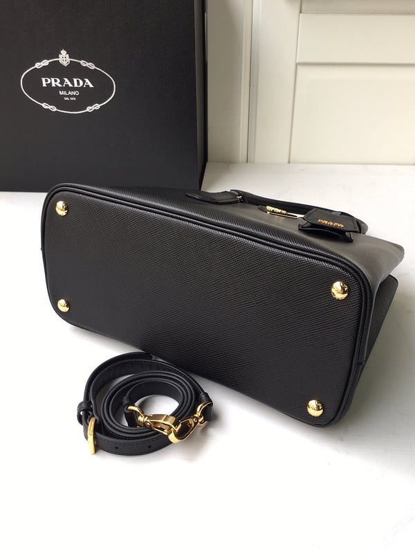 Prada Large Galleria Saffiano Leather Bag In Black view 10