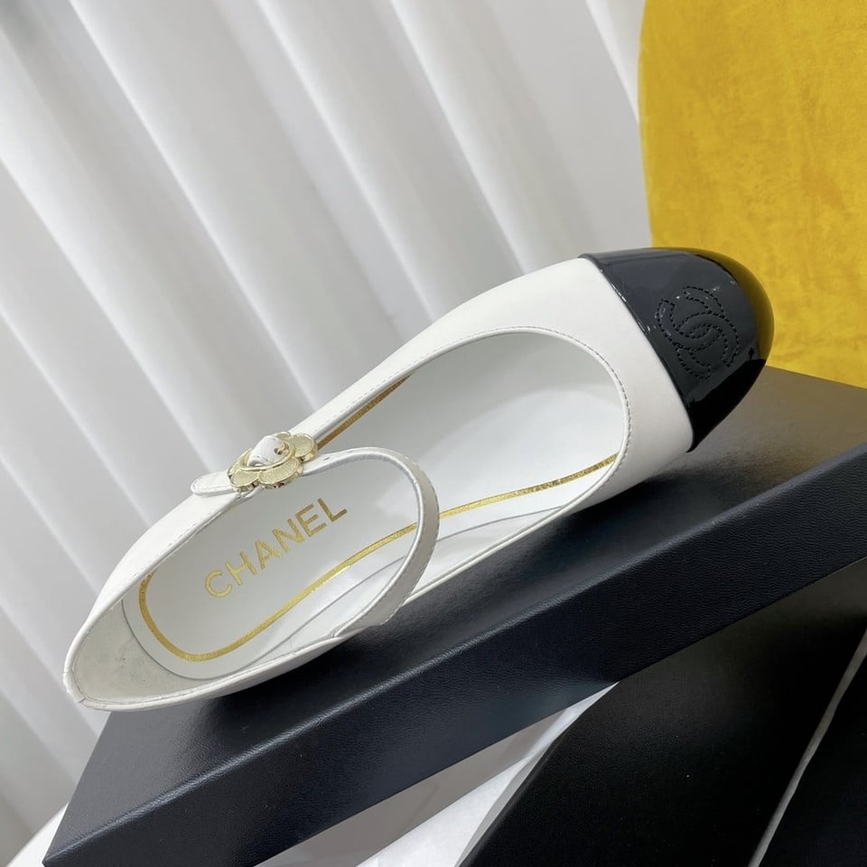 Chanel Mary Janes Black White view 6