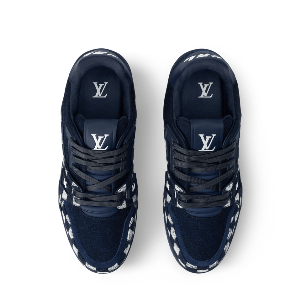 LV Trainer Sneaker Damier Denim Blue for Men 1AIK58 view 3