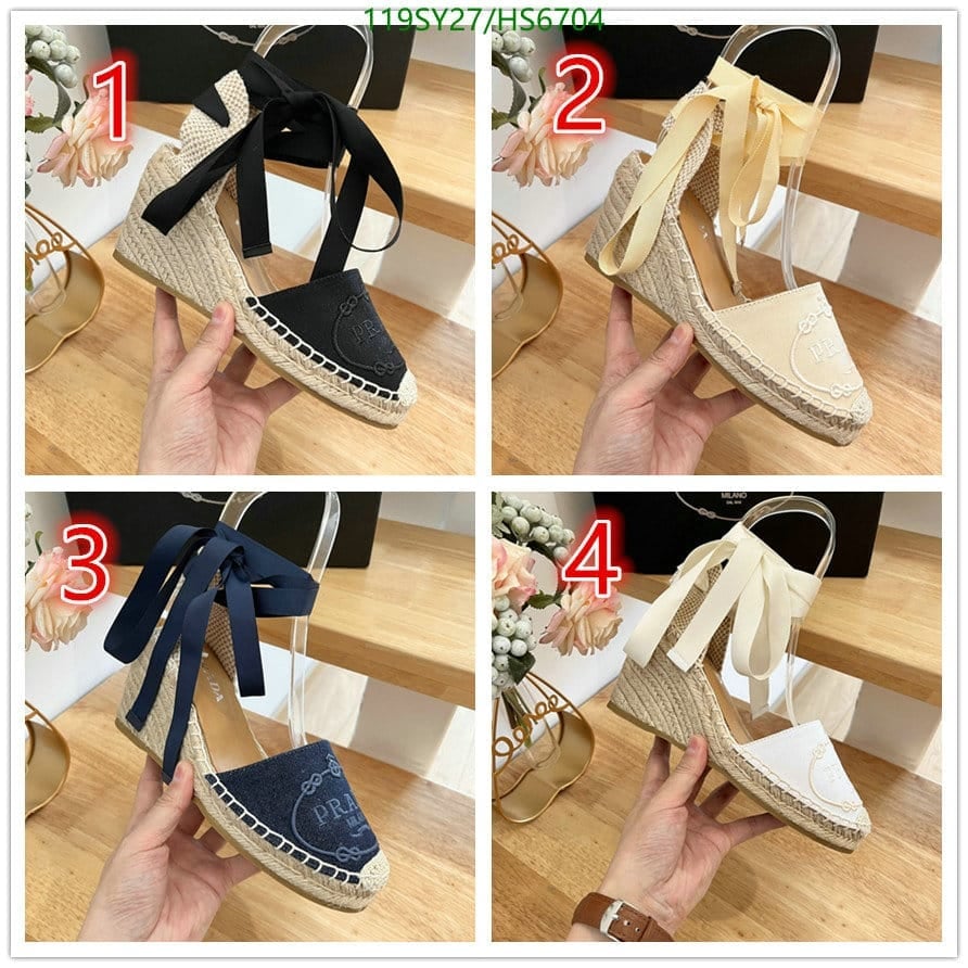 Prada Linen Espadrille Wedge Sandals Black view 10