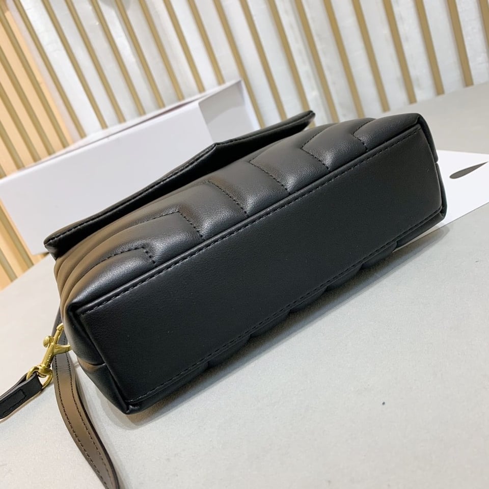 Saint Laurent Loulou Toy Strap Bag In Quilted Y Leather Black view 5