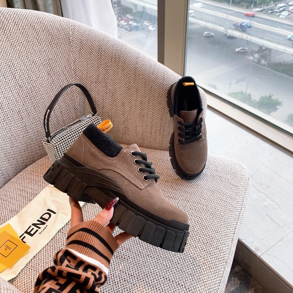 Fendi Force Leather Lace Ups Brown view 9