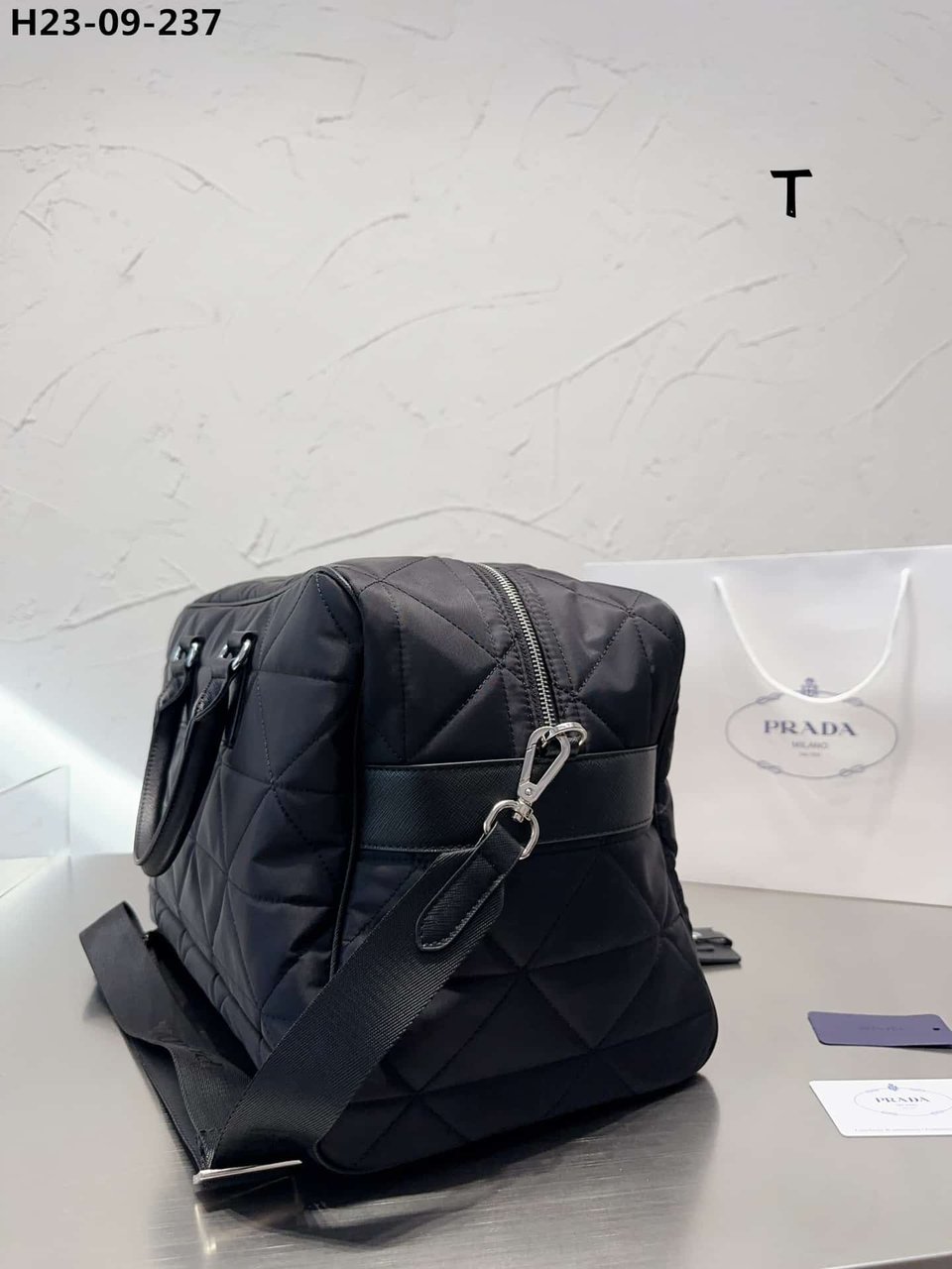 Prada Quilted Re Nylon Travel Bag Black 43Cm view 10