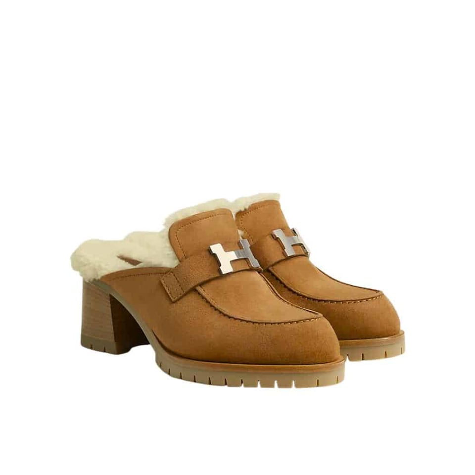 Hermes Flore 60 Mule Light Brown