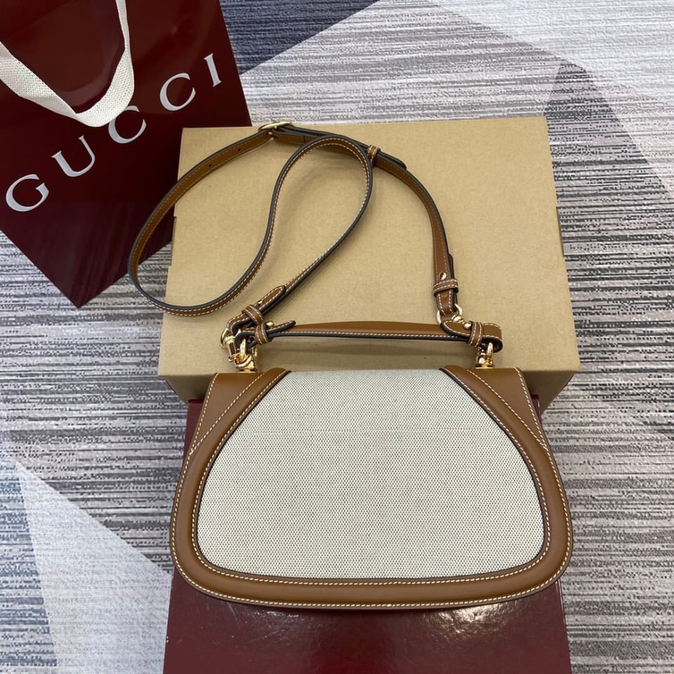 Gucci Blondie Small Top Handle Bag cotton linen canvas view 6