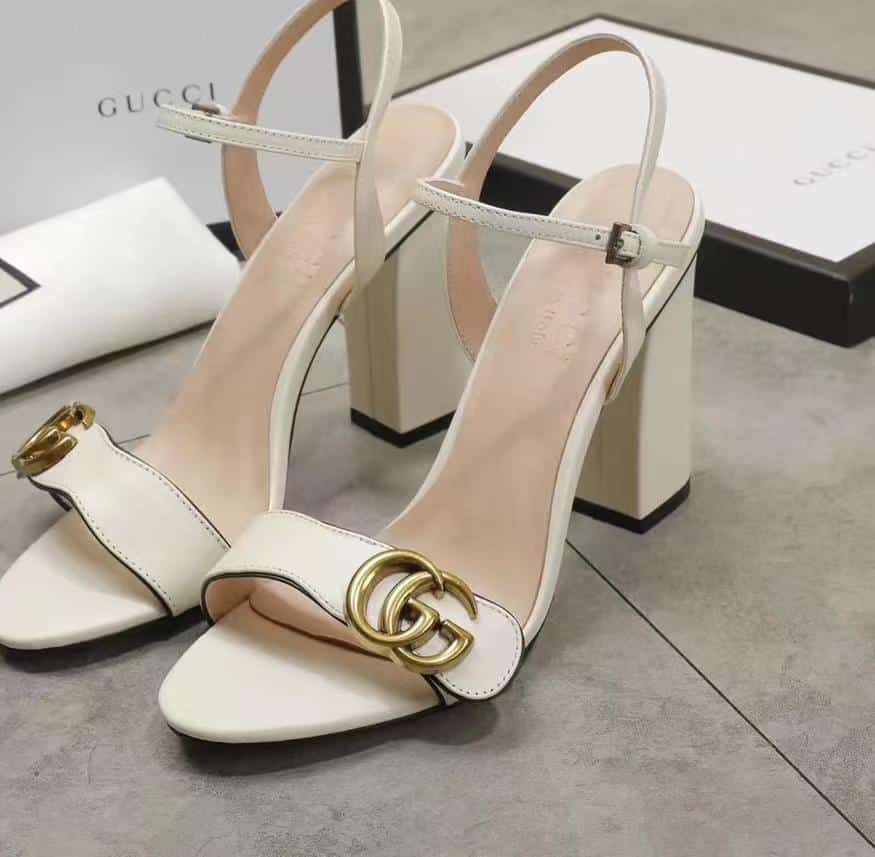 Gucci Double G White Leather Sandal ?453378 A3N00 9022 view 3