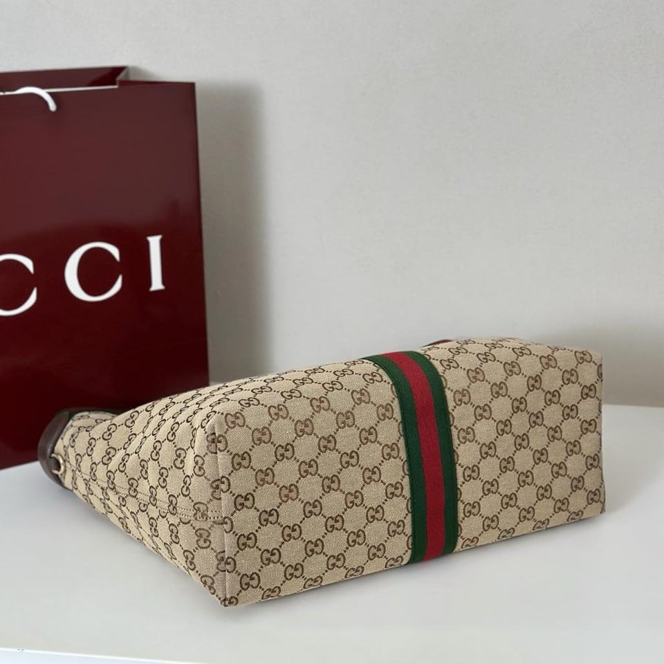 Gucci Giglio Large Tote Bag 54cm/21.3in Beige And Brown 853971 view 5