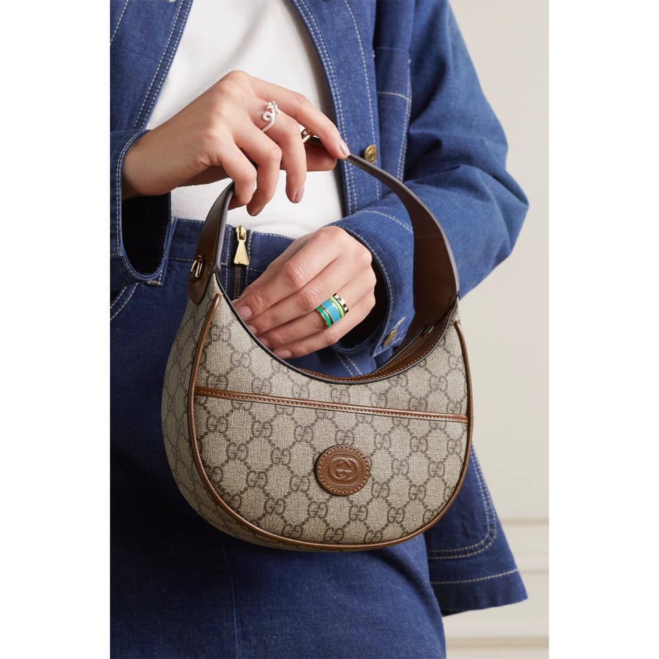 Gucci Half-Moon-Shaped Mini Bag with Interlocking G Brown view 5