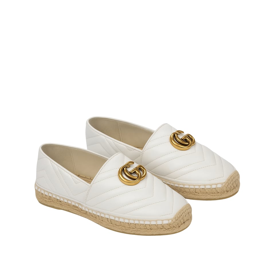 Gucci Leather Espadrille With Double G White ?551890 Bko00 1000