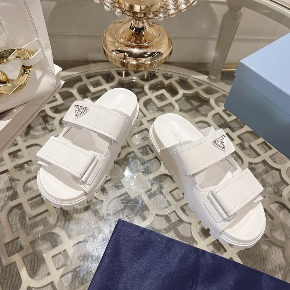 Prada Leather Strap Sandals White view 11