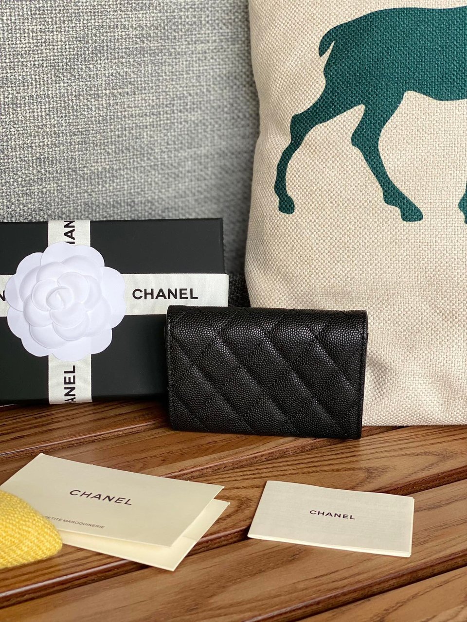 Chanel Small Wallet 11Cm Black Caviar Light Gold Hardware view 4