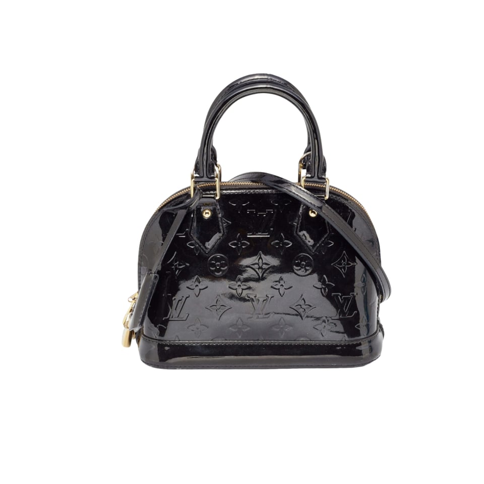 Louis Vuitton Alma Bb Monogram Vernis Leather Black 25Cm