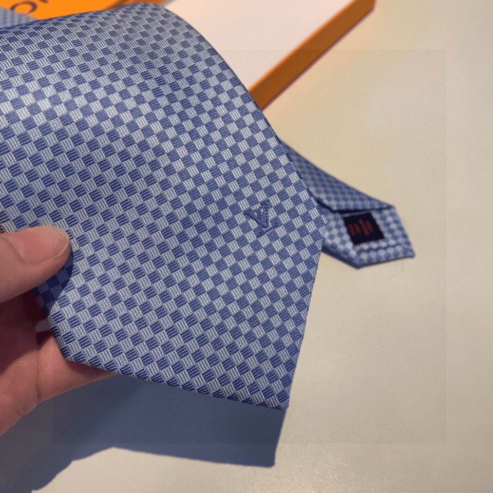 Louis Vuitton Blue Geometric Woven Canvas Tie For Men view 5