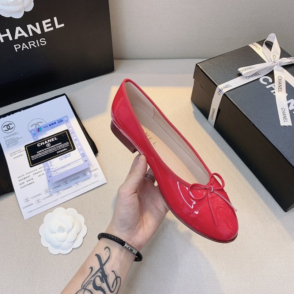 Chanel Red Women’S Ballerinas view 7