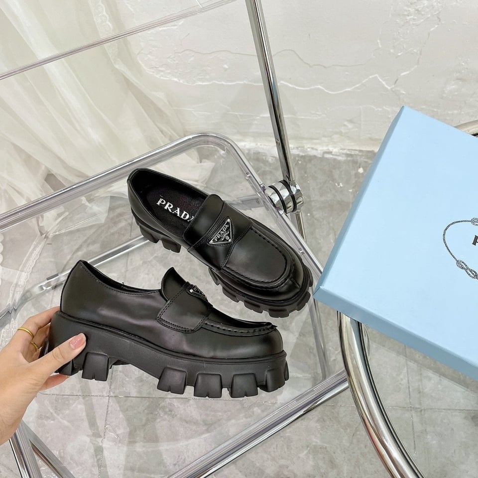 Prada Monolith Brushed Black Leather Loafers 2De129B4Lf0002 view 9