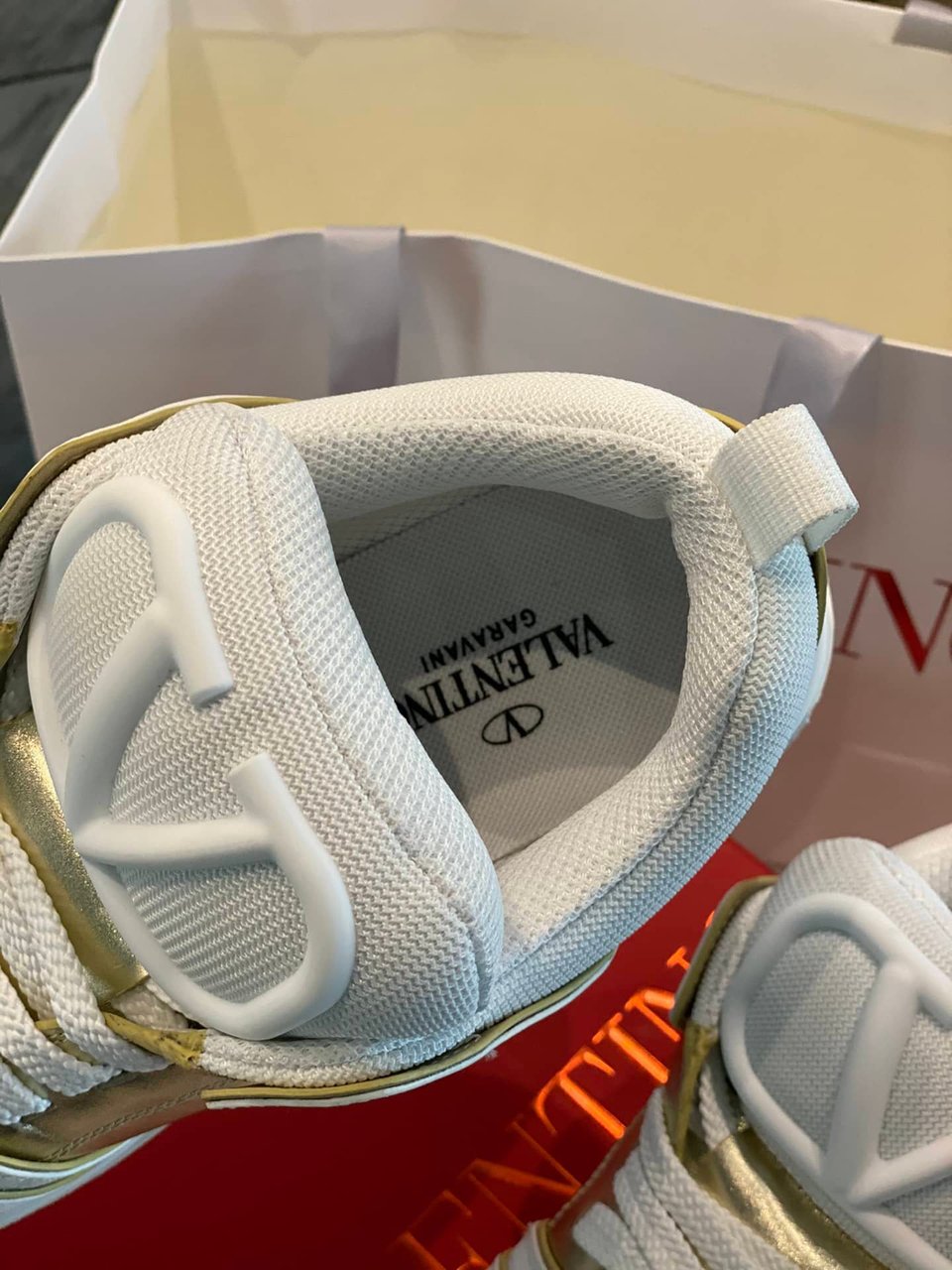 Valentino Garavani Open Skate Sneakers White And Gold view 6