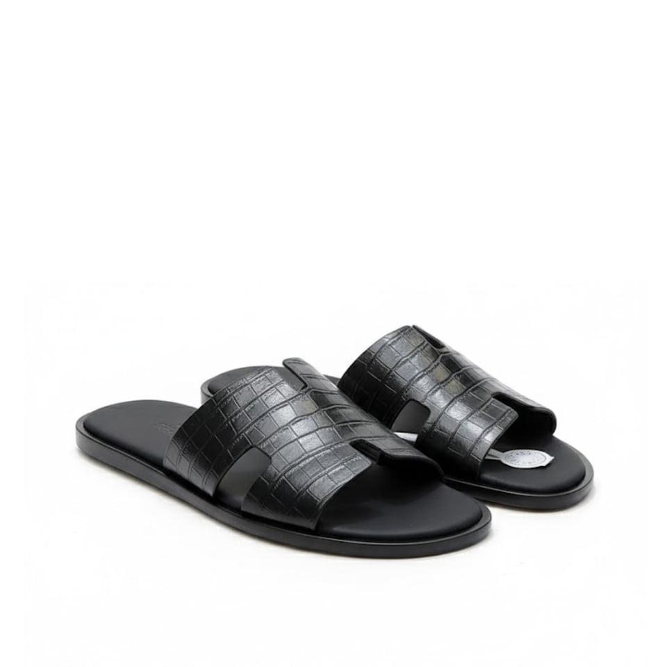 Hermès Black Crocodile Oran Sandals- Shoes for Men