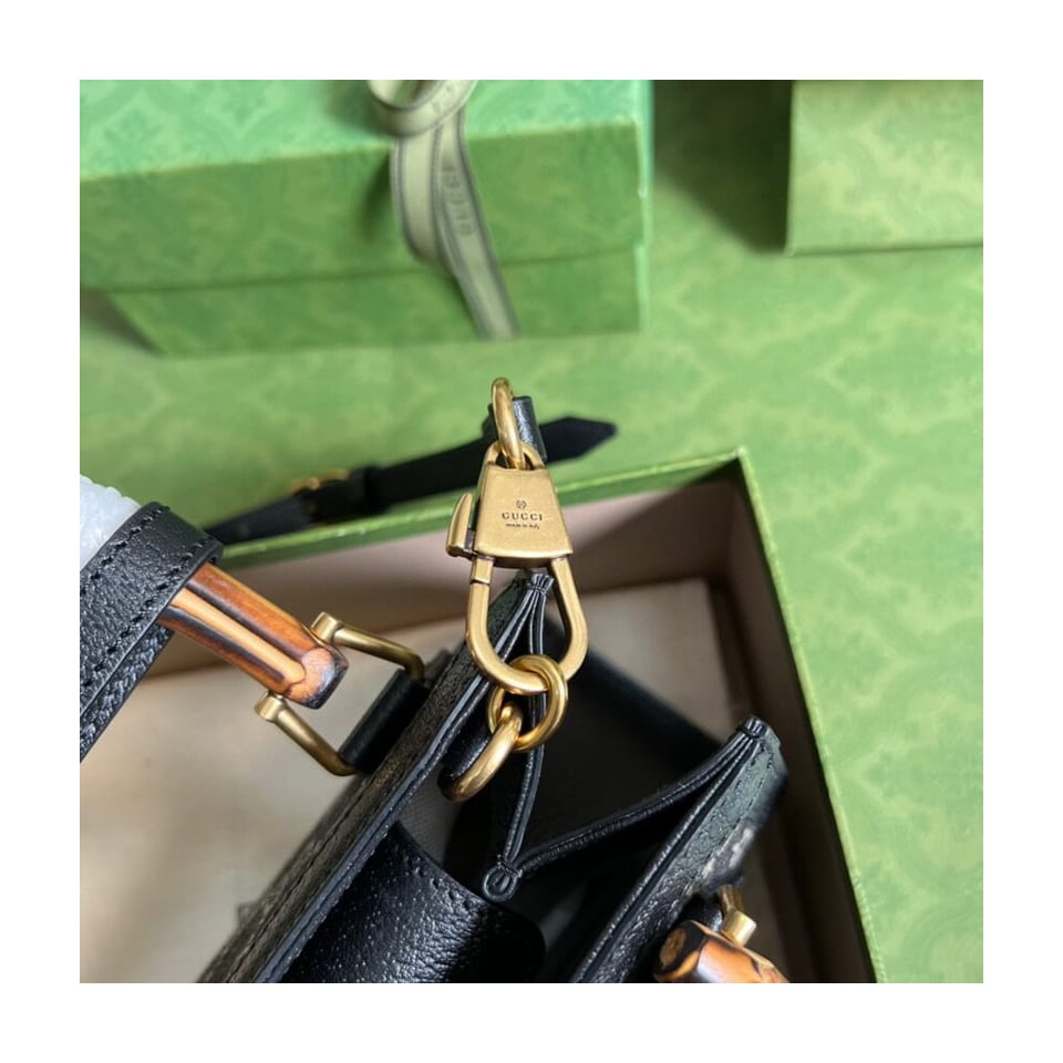 Gucci Diana Mini Tote Bag in Black Denim view 9