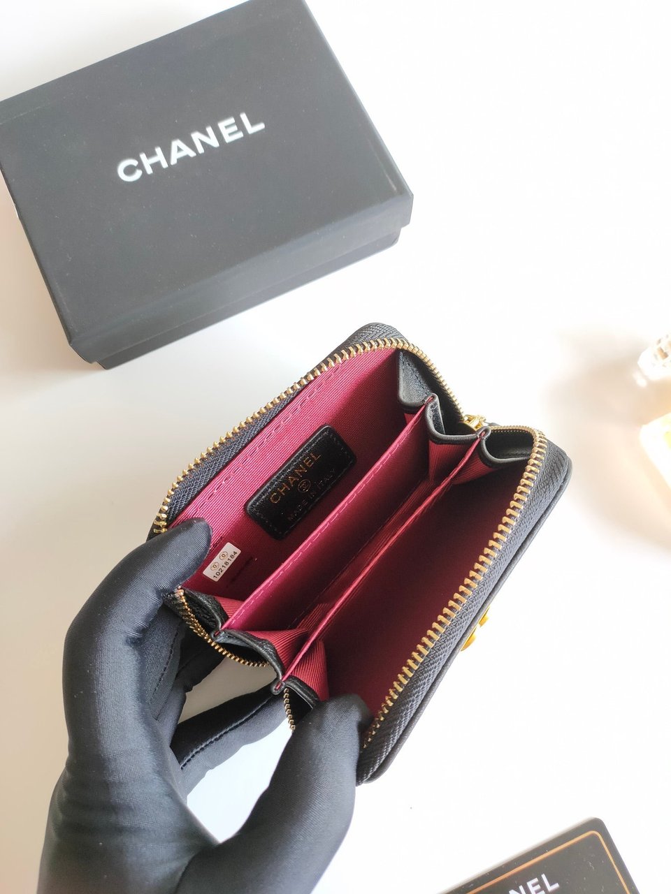 Chanel Boy Zip Coin Purse 11.5 Black Calfskin Gold Icon view 5