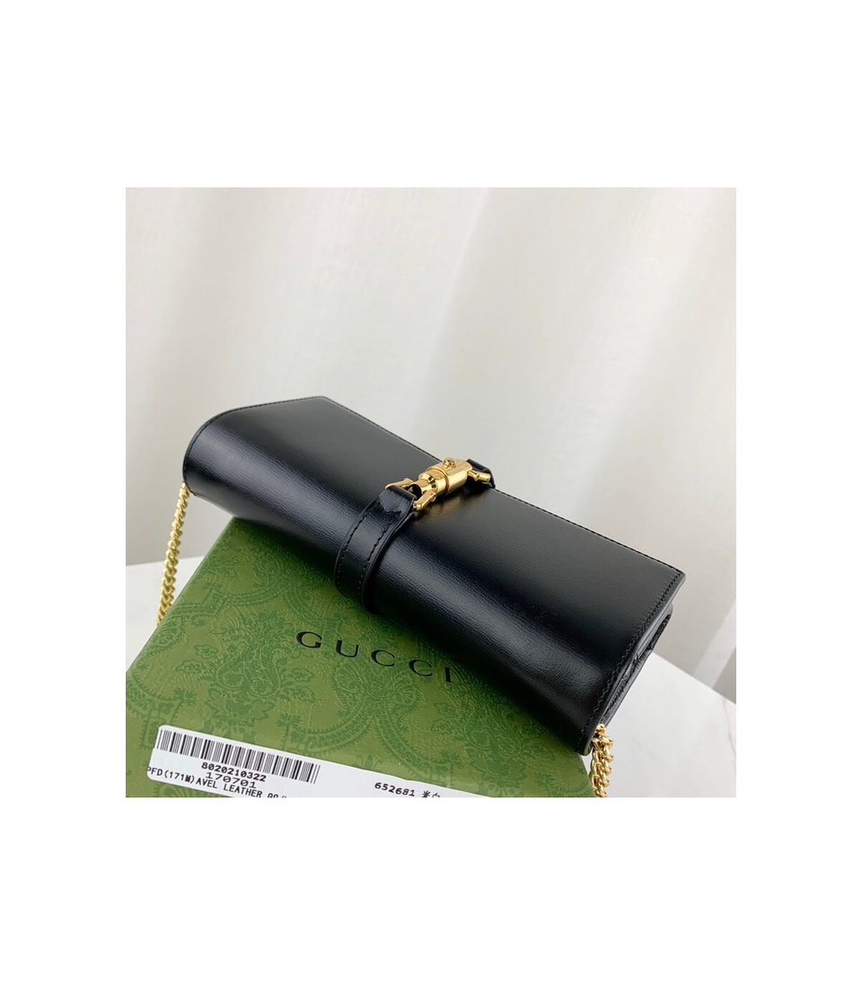 Gucci Jackie 1961 Black Calfskin Chain Wallet 19cm view 10