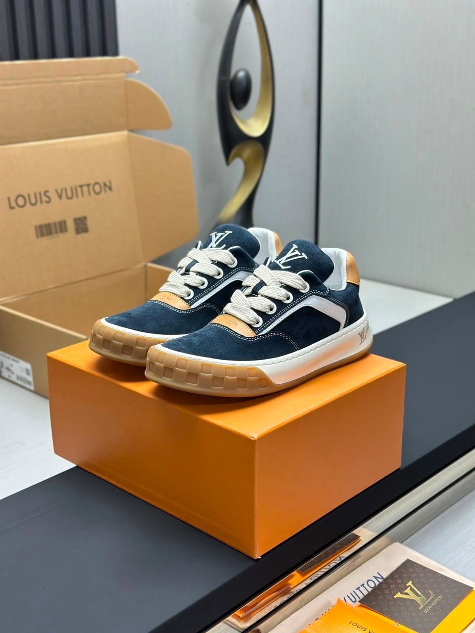 Louis Vuitton Tilted Sneakers Navy Blue The Underside Of Calfskin 1AJ749 view 3