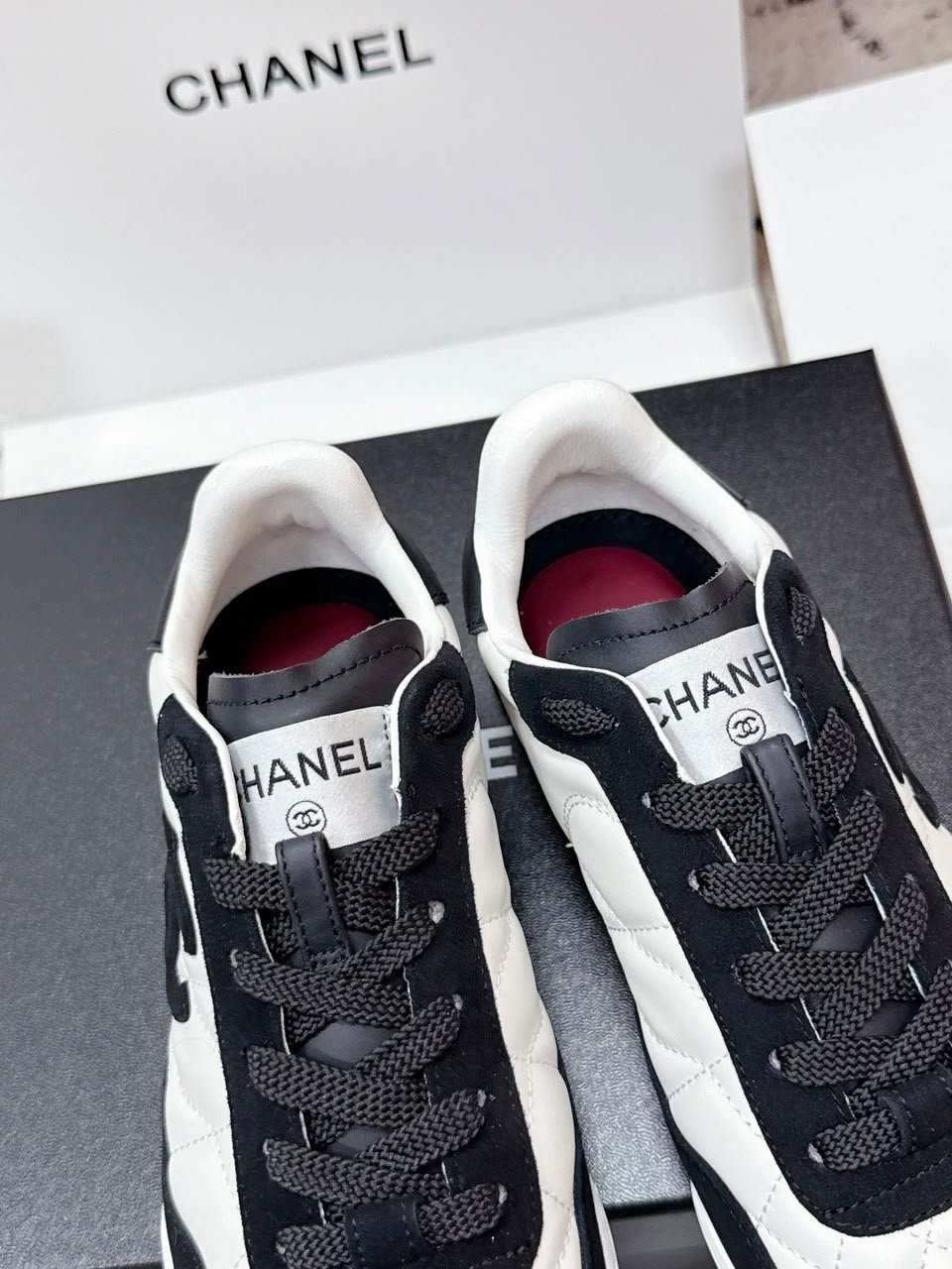 Chanel Sneakers Calf &amp; Velvet Goat Black &amp; White G47274 view 8