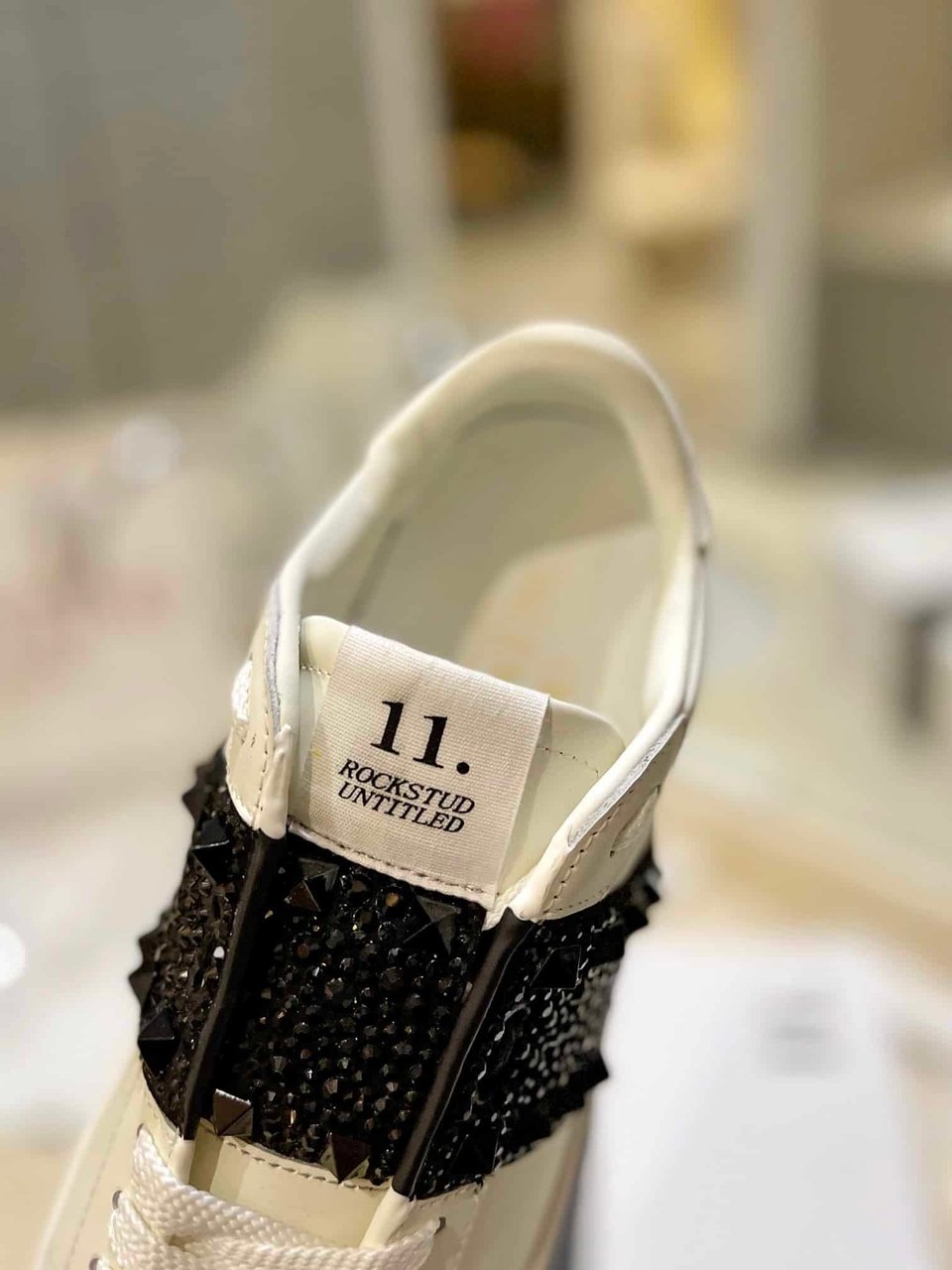 Valentino Garavani Rockstud Untitled Crystal Embellished Leather Sneakers Black view 4