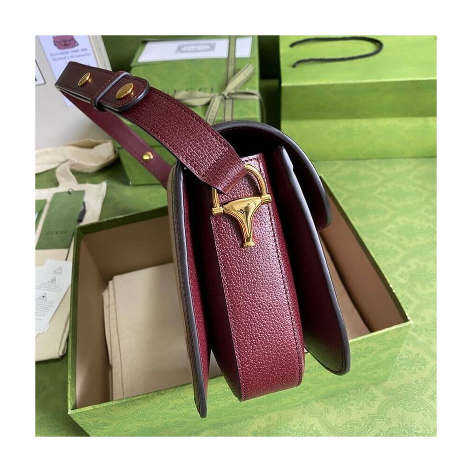 Gucci Horsebit 1955 Small Bag in Burgundy GG Canvas view 9