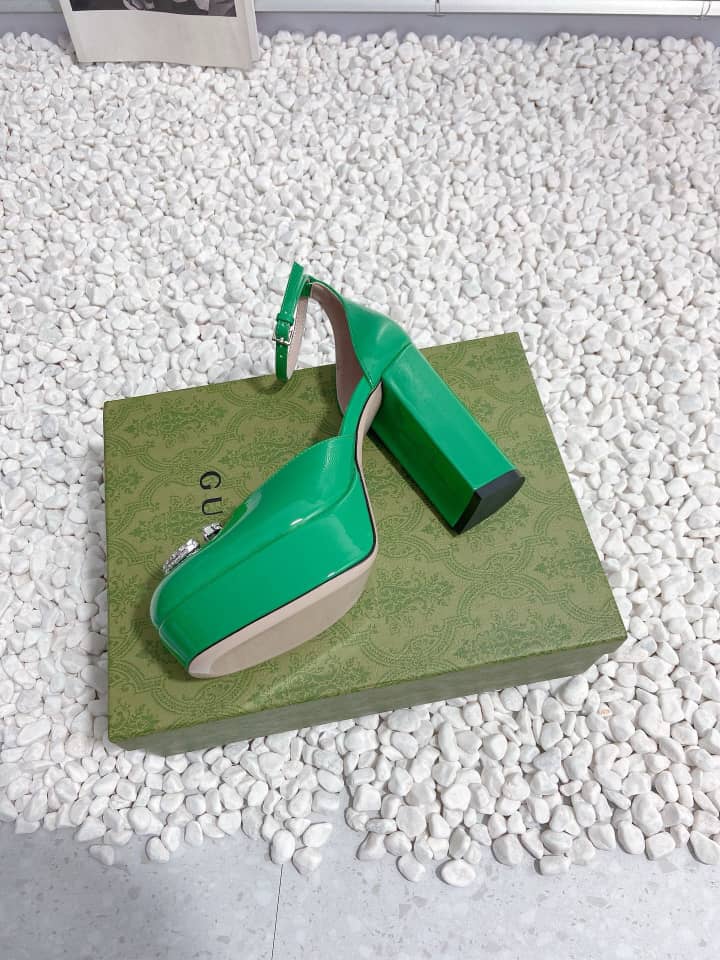 Gucci Women’S Platform Pump With Green Double G ?762386 Bnc00 3727 view 6