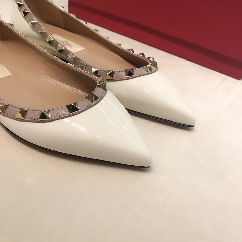 Valentino Patent Rockstud Ballet Flat White view 6