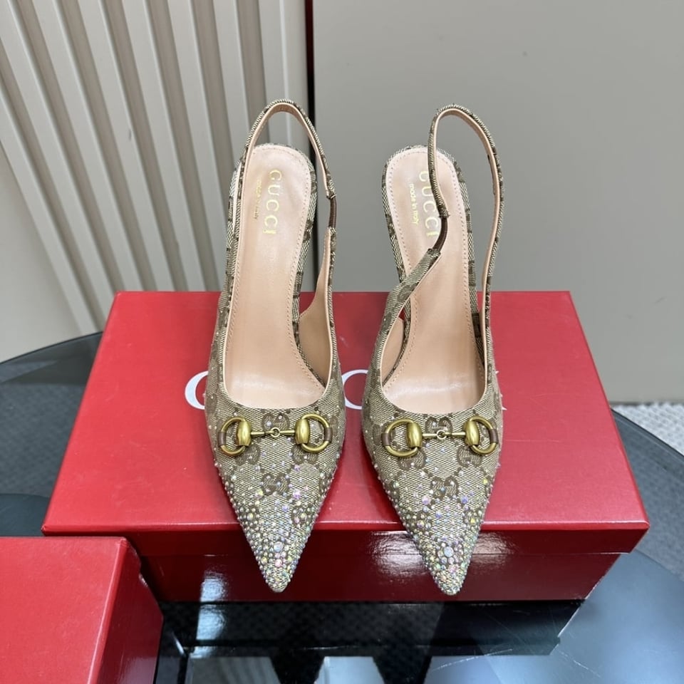 Gucci Women’S Horsebit Pump Gg Canvas Beige And Dark Brown view 3