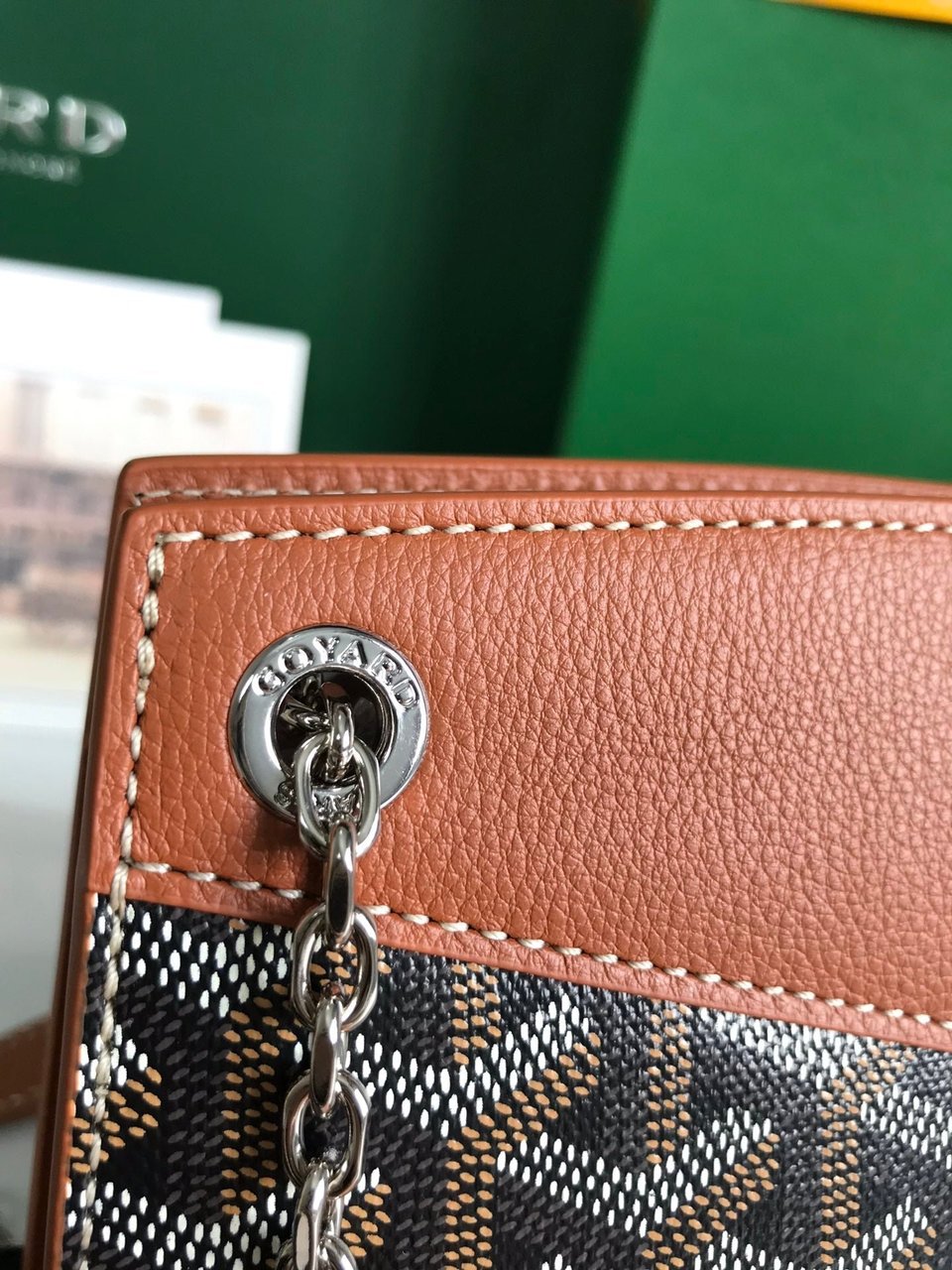 Goyard Rouette Structuré Mini Bag 21 Cm Black Goyardine Canvas And Tan Calfskin view 7