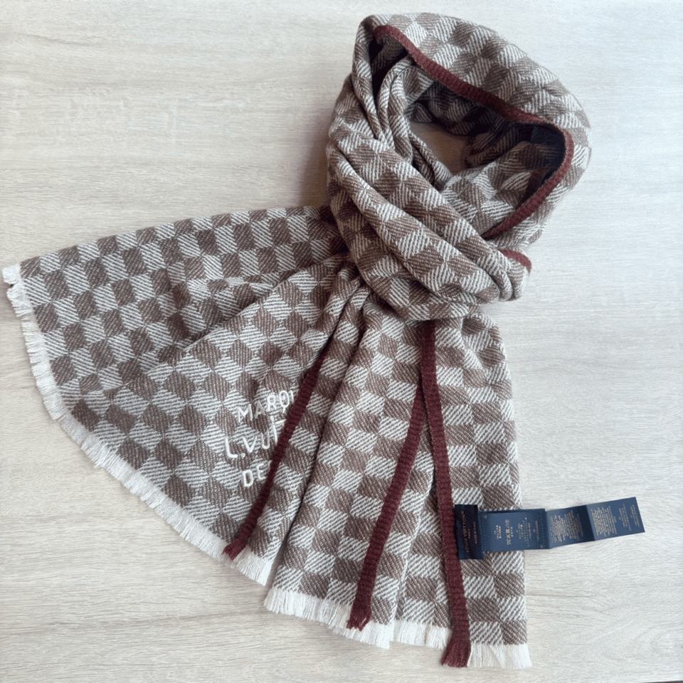 Louis Vuitton Damier Checkered Scarf Brown For Women 190cm view 2