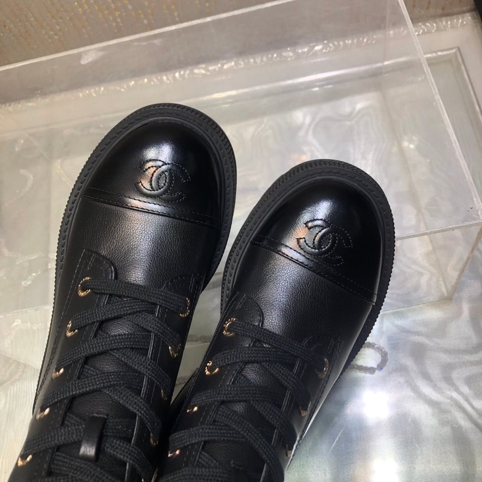 Chanel Cc Lace Up Boot Black G45124 B14018 94305 view 7