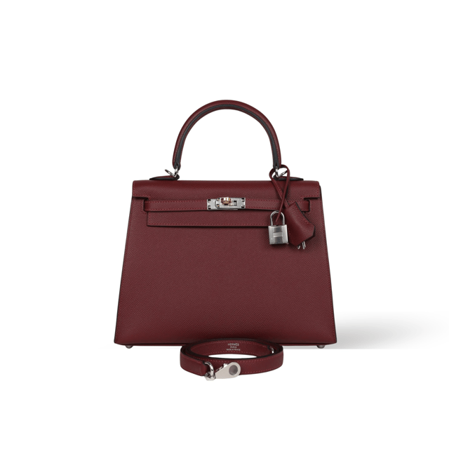 Hermes Kelly 25 Bag In Burgundy Epsom Leather For Women 25cm/10in