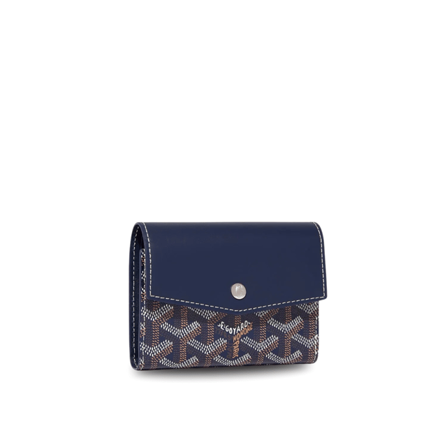 Goyard Saint-Gabriel Wallet 12 Cm Navy Blue Calfskin And Goyardine Canvas