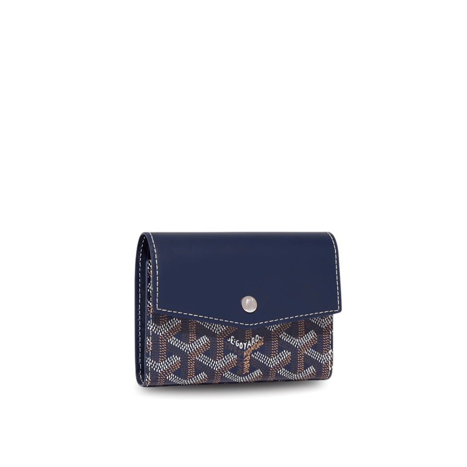 Goyard Saint-Gabriel Wallet 12 Cm Navy Blue Calfskin And Goyardine Canvas