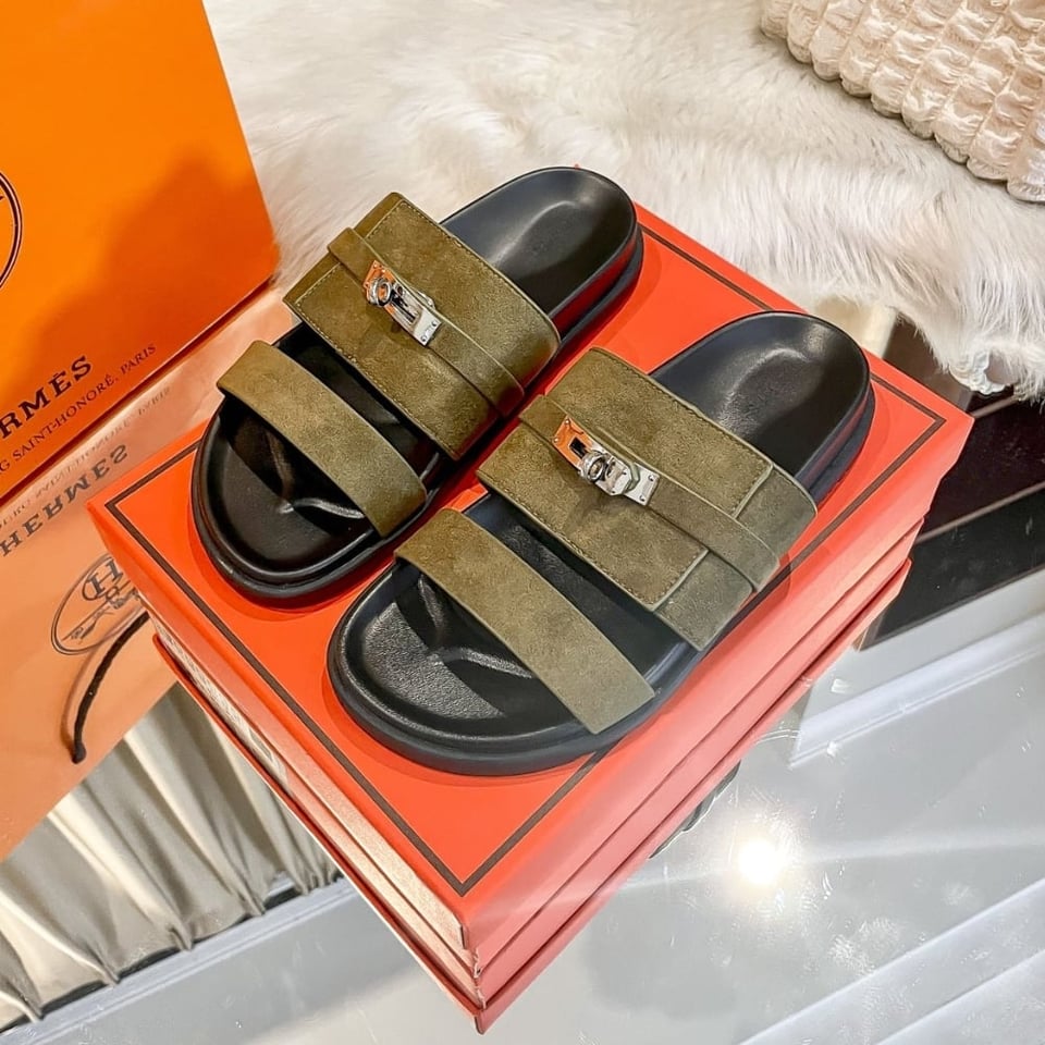 Hermes Jackson Sandal Tundra Green H242948Zh1R420 view 6