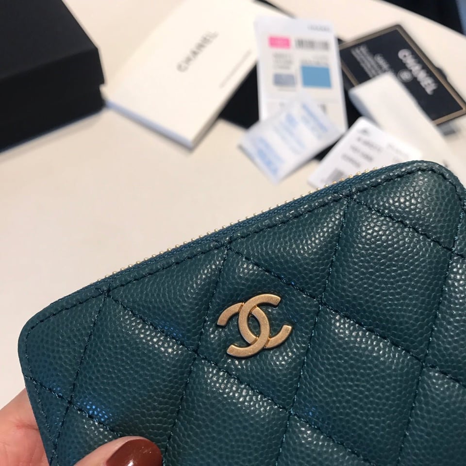 Chanel Zipped Coin Basic Purse 11 Ocean Calfskin Gold Icon view 4